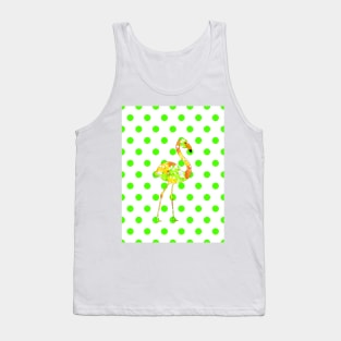 Flamingo On Green Tank Top